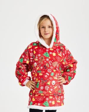 Årets julesweater: Crazy Dreamhoodie Rød - Børn. Ugly Christmas Sweater lavet i Danmark