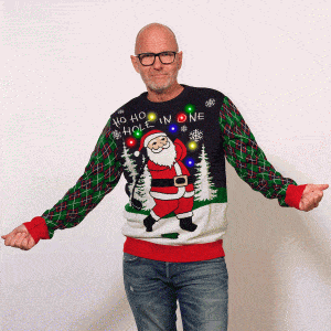 Årets julesweater: Ho Ho Hole In One - herre / mænd. Ugly Christmas Sweater lavet i Danmark