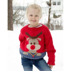 Red Nose Jumper Kids by DROPS Design - Bluse Strikkeopskrift str. 2-12 - 2 år