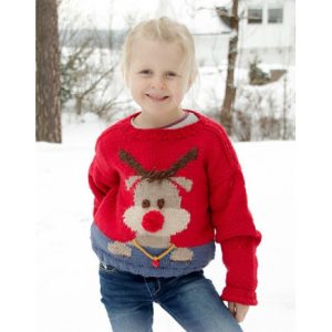 Red Nose Jumper Kids by DROPS Design - Bluse Strikkeopskrift str. 2-12 år