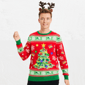 Juletræets Julesweater Rød LED - herre / mænd
