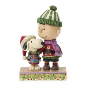 Disney Peanuts by Jim Shore Figur Snoopy og Søren Brun med grim julesweater